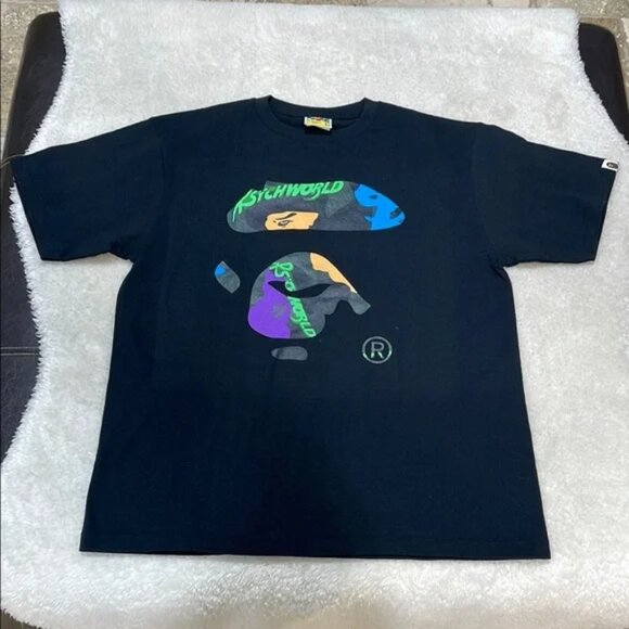 BAPE Men's ABC Multi Camo Ape Face T-Shirt - Picture 1 of 4